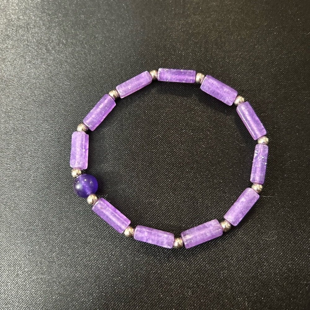 Purple Amethyst Beaded Bracelet